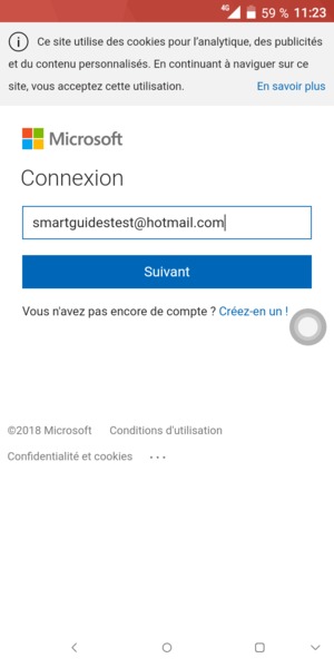 Saisissez votre adresse Hotmail et sélectionnez Suivant