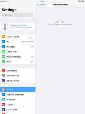If your iPad is up to date, you will see the following screen