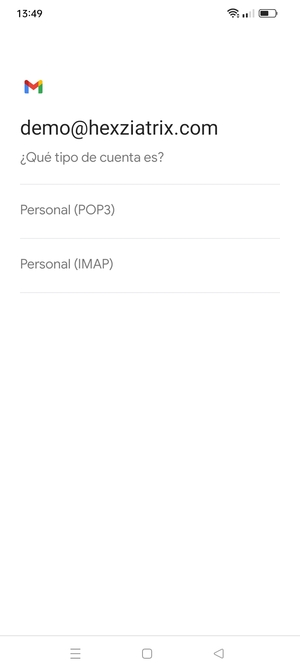 Seleccione Personal (POP3) o Personal (IMAP)
