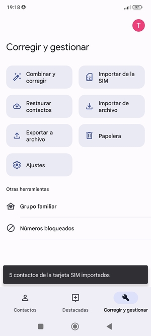Sus contactos se guardarán en su cuenta de Google y se guardarán en su teléfono la próxima vez que Google sea sincronizado.
