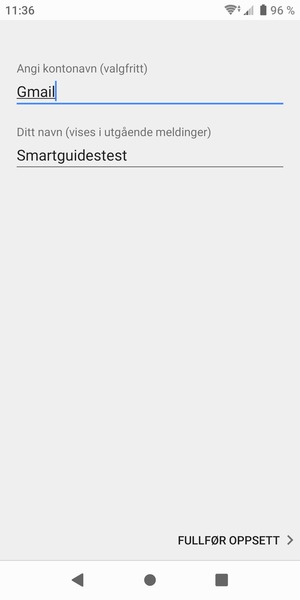 Gi kontoen din et navn, og skriv inn navnet ditt. Velg FULLFØR OPPSETT