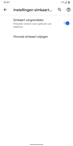 Selecteer Pincode simkaart wijzigen