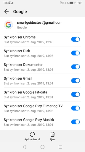 Velg Synkroniser nå