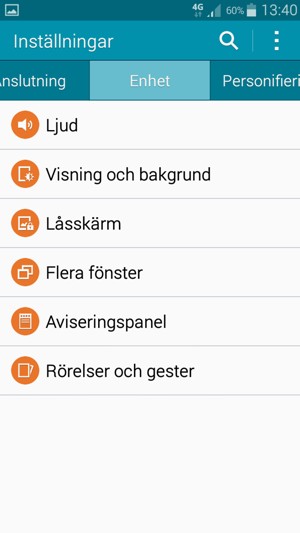 För att aktivera ditt skärmlås, gå till Enhet-menyn och välj Låsskärm