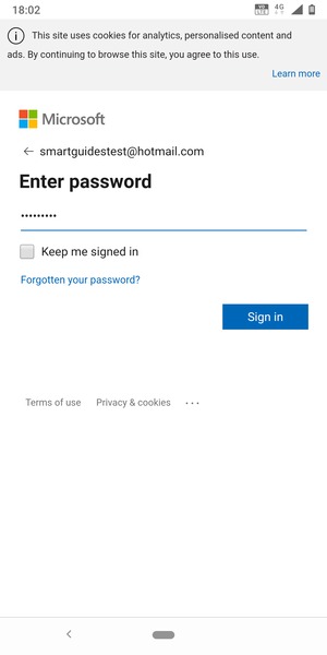 Enter your password and select Sign in