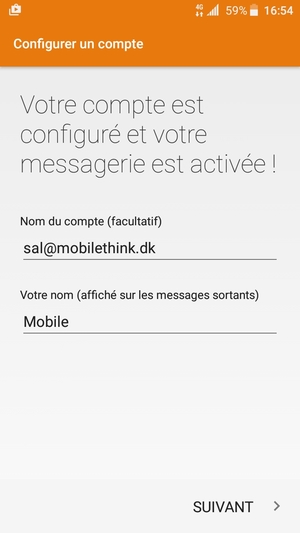 Donnez un nom à votre compte et saisissez votre nom. Sélectionnez SUIVANT