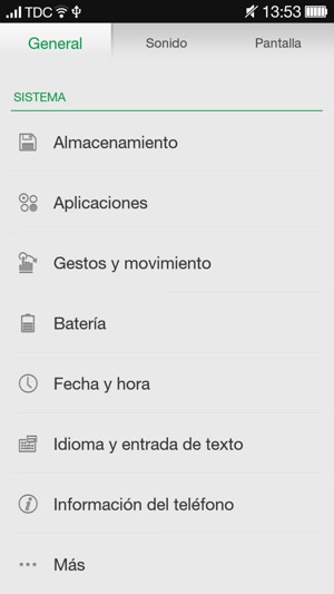 Desplácese y seleccione Batería
