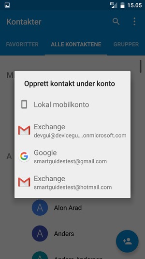 Velg din Google-konto