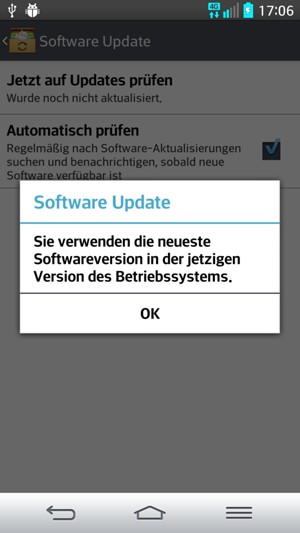 Falls Ihr Handy aktualisiert ist, wählen Sie OK