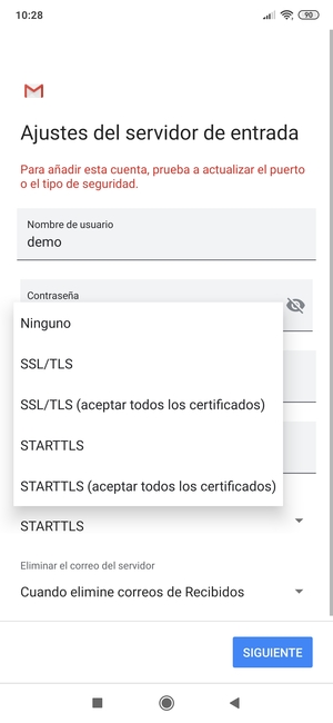 Seleccione Ninguno y luego seleccione SIGUIENTE