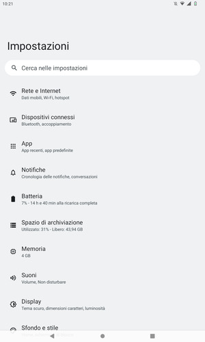 Seleziona Rete e Internet