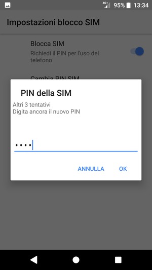Conferma il nuovo PIN della SIM e seleziona OK