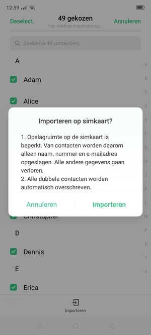 Selecteer Importeren