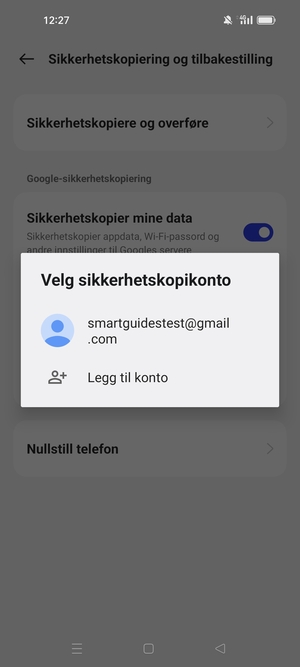 Velg sikkerhetskopi-kontoen din
