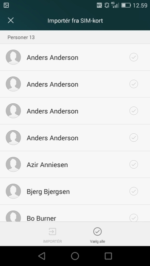 Vælg Vælg alle / Alle