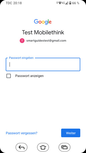 Geben Sie Ihre Passwort ein und wählen Sie Weiter
