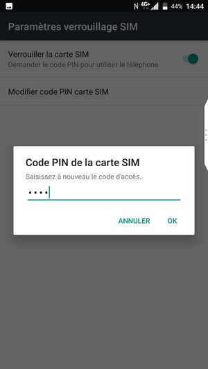 Veuillez confirmer votre nouveau code PIN de la carte SIM et sélectionner OK
