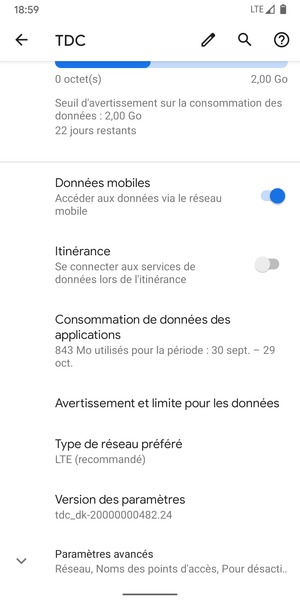 Pour changer de réseau en cas de problèmes de réseau, sélectionnez Paramètres avancées