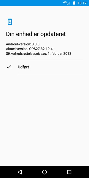 Hvis din telefon er opdateret, vælg Udført