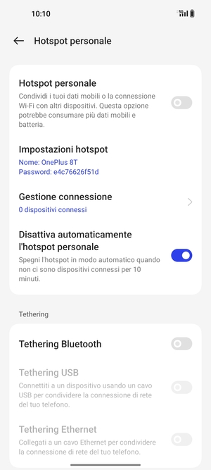 Seleziona Impostazioni hotspot