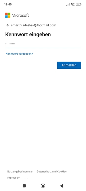 Geben Sie Ihre Hotmail Passwort ein und wählen Sie Anmelden