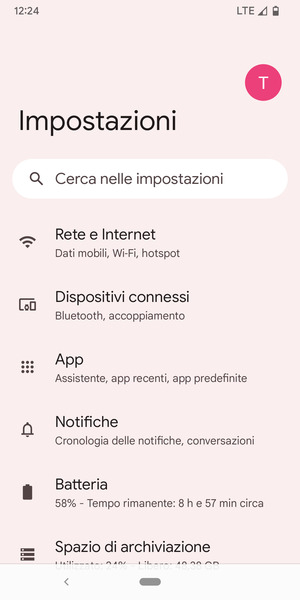 Seleziona Rete e Internet