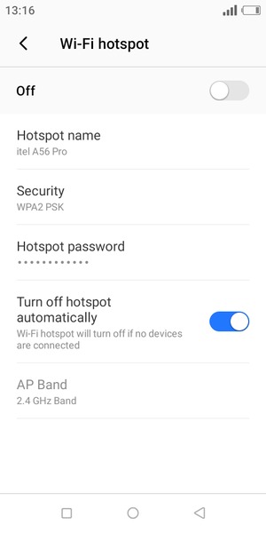 Select Hotspot password