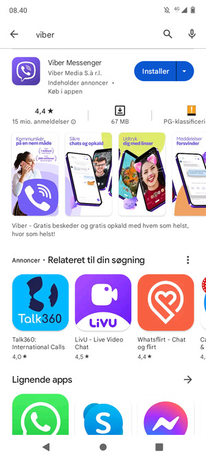 Vælg appen