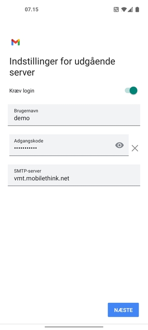 Indtast udgående serveradresse