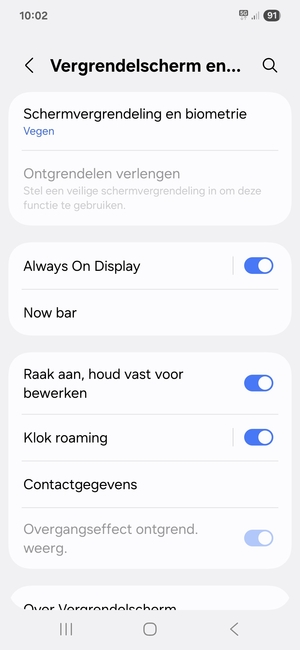 Selecteer Schermvergrendeling en biometrie