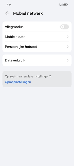 Selecteer Mobiele data