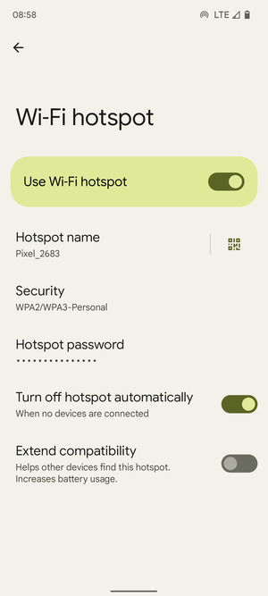 Your phone is now set up for use as a modem