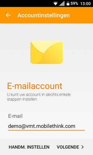 Voer uw e-mailadres in en selecteer VOLGENDE