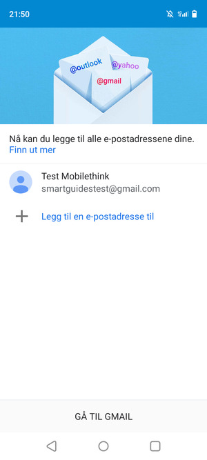 Velg GÅ TIL GMAIL