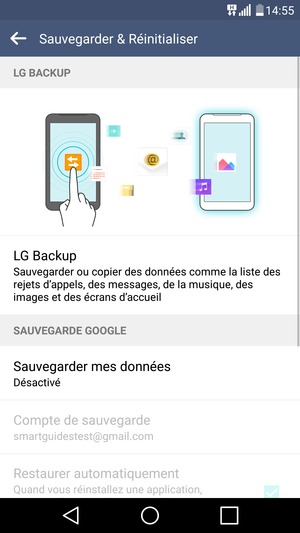 Sélectionnez Sauvegarder mes données