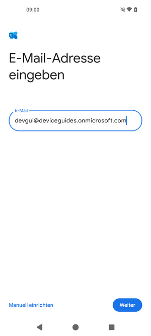 Geben Sie Ihre E-Mail-Adresse ein und wählen Sie Manuell einrichten
