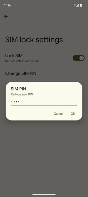 Confirm your new SIM PIN and select OK