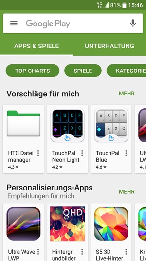 Wählen Sie die Suchleiste