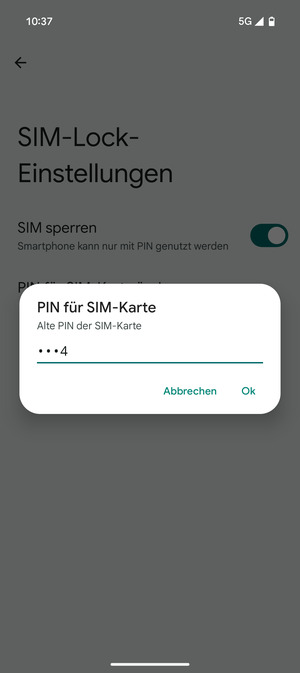 Geben Sie Ihre Alte PIN der SIM-Karte ein und wählen Sie Ok