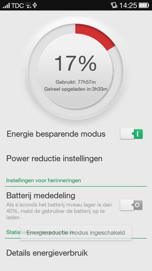 Selecteer Power reductie instellingen