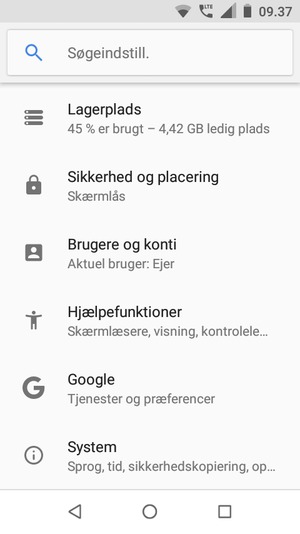 Scroll til og vælg Sikkerhed og placering