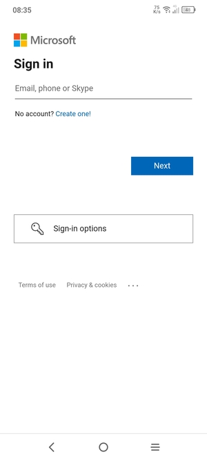 Enter your Email address and select Next
