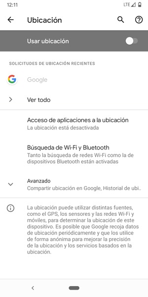 Desactive Utilizar ubicación