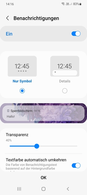 Wählen Sie Ihre bevorzugten Optionen und wählen Sie OK