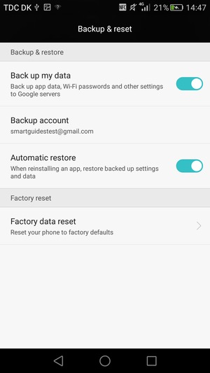 Select Backup account