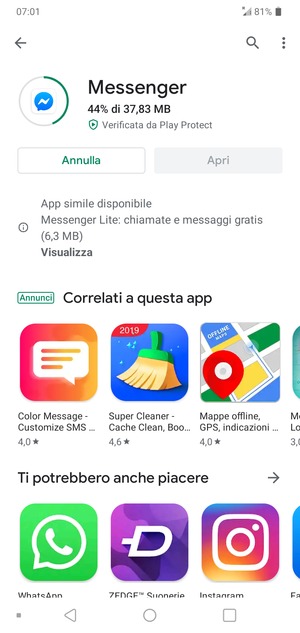 Attendi il completamento del processo di installazione