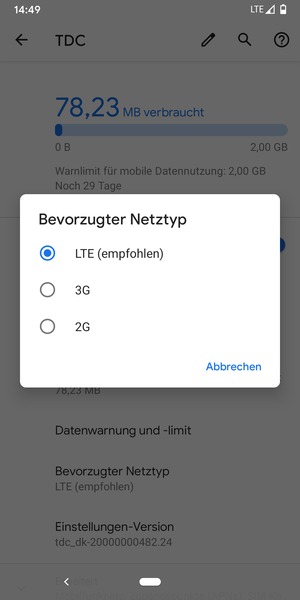 Wählen Sie die gewünschte Option