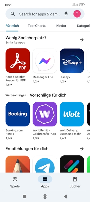 Wählen Sie die Suchleiste