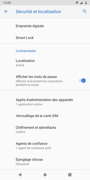 Sélectionnez Verrouillage de la carte SIM