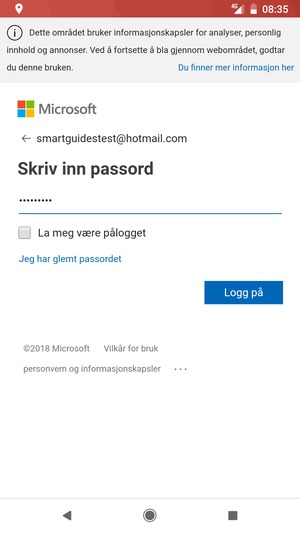 Skriv inn passord og velg Logg på